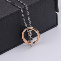 Junxin — bague en acier inoxydable, pour femmes, ensemble cadeau de Couple, en or Rose, noir, collier pour amoureux