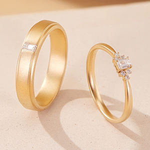 Gioielli Hailer taglio smeraldo moissanite diamante 14k 18k fedi nuziali in oro giallo reale coppia set per promessa di fidanzamento - Product Image 3