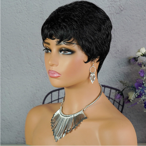 Venta al por mayor de pelucas cortas de corte pixie de cabello humano para mujeres negras hechas a máquina pelucas naturales baratas sin encaje cabello humano - Product Image 1