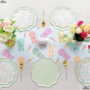 DAMAI - Vajilla Desechable para Fiesta de Té con Diseño Floral de Primavera, Cuadros Verdes, Lazos de Flores, Vasos de Papel, Servilletas y Platos - Product Image 6