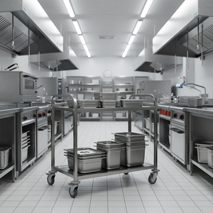 Carrello da Cucina a 3 Ripiani in Acciaio Inox, Carrello di Servizio con Ruote per <span class=keywords><strong>Ristoranti</strong></span>, Vendita Diretta dalla Fabbrica - Product Image 2