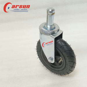 <span class=keywords><strong>6</strong></span>-Zoll-Stahlrollen Griff rings chaft Pneumatisch drehbar Rollen gummi material Aufblasbares pneumatisches Schwenk rad Gummi material - Product Image 2