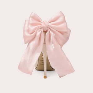 Nuevos Zapatos de Novia de Tacón de Aguja con Punta en Pico y Lazo Color Champán para Mujer - Product Image 4