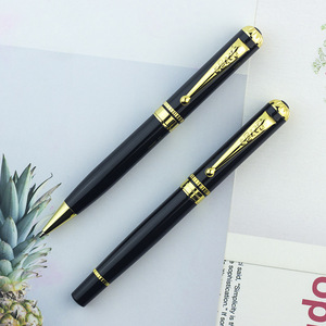 Stylos à bille dorés à encre noire en acier inoxydable, stylos uniformes pour cadeaux pour hommes d'affaires, agent de bord - Product Image 2