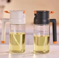 Botol Semprot dan Dispenser Minyak Kaca 650ML 2 in 1, Botol Tuang Anti Bocor untuk Minyak Masak, Dapur, BBQ, Salad