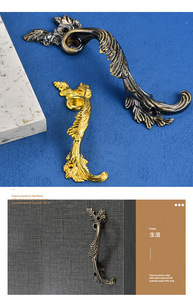 Dragon and Phoenix Golden Chinese-style Kitchen Dresser Drawer <b>Cabinet</b> Handle Zinc Alloy Durable Easy Installation - Product Image 4