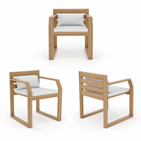 Ensemble de salle à manger d'extérieur moderne 6 places, ensemble de meubles de jardin en teck, table et chaises de patio pour villa, hôtel, restaurant