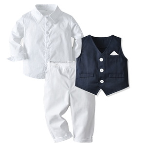Abito da bambino <span class=keywords><strong>elegante</strong></span> per gentiluomo set 3 pezzi vestito formale per bambini e ragazzi 1 ° compleanno - Product Image 2