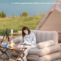 Canapé-lit gonflable floqué confortable, gonflage en un clic, matelas pliable en PVC pour le camping, couchage temporaire pour invités