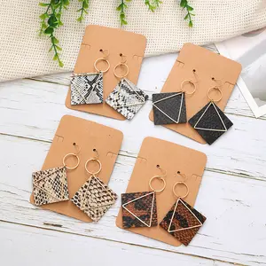 Exaggerated Personalized Women Girls Pendant Copper Earrings Creative Party Random Patterns Leather Drop Earrings