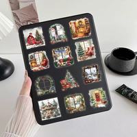 50 pegatinas impermeables transparentes de dibujos animados de escenas navideñas para mascotas, decoración DIY para fundas de teléfono, cuadernos, vasos y equipaje