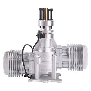 Moteur à essence bicylindre 60 cm³ DLE60 d'origine, démarrage manuel, échappement latéral, refroidissement naturel, en métal, pour voitures RC - Product Image 1