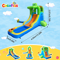 Toboggan aquatique gonflable Cocofish avec piscine, toboggan aquatique gonflable en forme de crocodile - Fête d'été pour enfants, parc aquatique de jardin