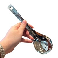 Cuillère de service jetable en acier inoxydable plaqué or classique, polissage miroir, grande taille, manche martelé élégant, utilisation à domicile, cafétéria