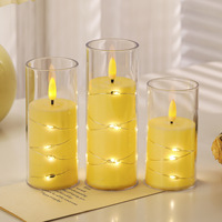 Bougies chauffe-plat électroniques LED 3D en verre à piles avec guirlande lumineuse pour Noël et Pâques