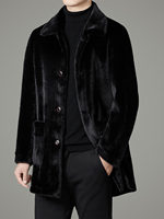 Manteau ample pour homme en vison doré, nouvelle collection automne-hiver, double face réversible, en velours et fourrure, col rabattu, revers une pièce, mi-longueur