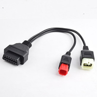 Cable de Extensión OBDII de 16 Pines para Motocicleta, de Uno a Dos Conectores, a Conector de Diagnóstico de 4 Pines + 6 Pines