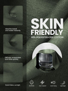 <span class=keywords><strong>Camicia</strong></span> Casual da Uomo <span class=keywords><strong>a</strong></span> Maniche Lunghe in Tessuto Elasticizzato Traspirante Poliestere/Cotone Twill per Pesca, Caccia ed Escursionismo - Product Image 2