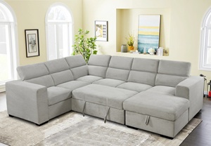 Vendita di Fabbrica: Set di Divani Multifunzionali a U di Grandi Dimensioni con Letto Estraibile e Vano Contenitore per Soggiorno e Appartamento - Product Image 3
