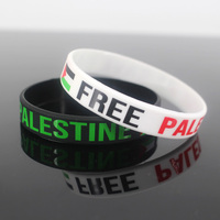 Bracelet en silicone imprimé avec texte de drapeau, bracelet en caoutchouc, logo personnalisé, commande en gros, cadeau pour événements de sensibilisation, de soutien et de rassemblements