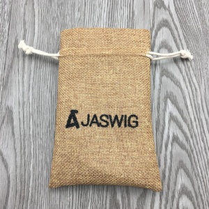 Sac en toile de jute personnalisé avec logo imprimé, sac cadeau de Noël en toile de jute, sac en toile de jute avec cordon en coton brun - Product Image 2