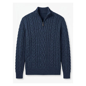 Immense Quality LS Troyer Neck Cable 50% BCI Cotton 50% Acrylic 5gg <b>Mens</b> Quarter Zip <b>Pullover</b> - Product Image 1