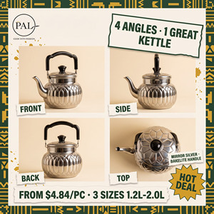 Silver Diamond Ribbed Stainless Steel Tea <strong>Kettle</strong> 1.2L 1.5L 2L Black Handle Optional Infuser Gas Induction Home Kitchen Use - Product Image 2
