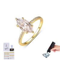 Bague de Fiançailles et de Promesse en Argent 925 Plaqué Or, Style Tendance Personnalisé, avec Moissanite VVS GRA Taille Marquise 2 Carats