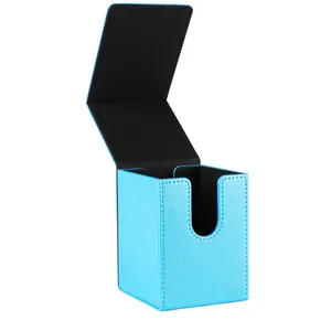Mtg Magic Yugioh Cards Collect Decks Card Box Black Pu Leather Fashion Design Game Card Box Leather Deck Box TCG