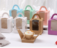 Offre Spéciale Kraft Papier Petit Gâteau Boîtes Unique Boîte De Boulangerie Emballage Avec la Fenêtre D'affichage clair Insérer Et poignée