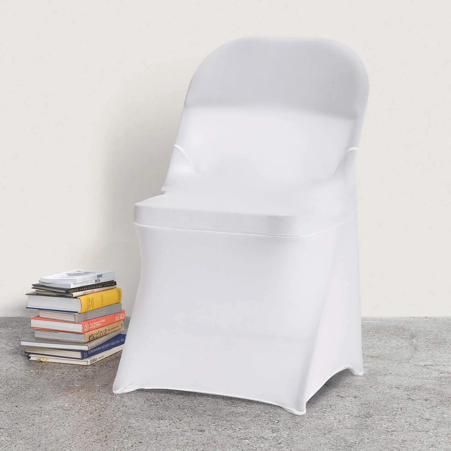Housse de chaise en gros blanc extensible chaise housses fête banquet mariage spandex pliant chaise couvre pour mariage