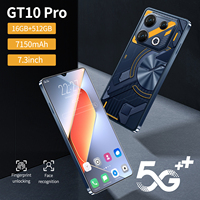 Teléfono GT10 Pro 5G con Batería de Larga Duración de 7000 mAh, Pantalla LED de 7.3 Pulgadas y 120 Hz, Cámara IA de 108 MP, 16 GB + 1 TB, Doble SIM + TF, Carga Rápida de 50 W, Voz