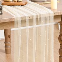 Chemin de table en gaze de coton 100% polyester, 10 pieds, rose, lavable, durable, couleur personnalisable pour mariage, anniversaire, fête