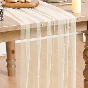 Pearl 100% Polyester Cheesecloth Table <strong>Runner</strong> 10FT Pink <strong>Washable</strong> Durable Customized Color <strong>for</strong> Wedding Birthday Party Table - Product Image 5