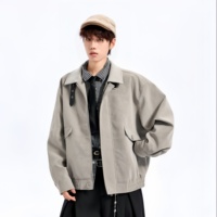 Veste pour homme, veste en daim vintage américaine à col contrastant, manteau décontracté surdimensionné Melard Aesthetics pour l'automne et l'hiver