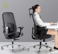 Chaise de bureau exécutive moderne et confortable, ergonomique, pivotante, avec dossier en maille, accoudoirs réglables en hauteur et base métallique