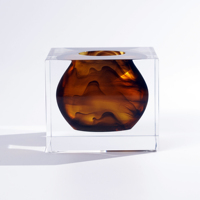 Vase cube moderne en acrylique de luxe, petit vase à bourgeons en lucite, bloc transparent pour la décoration intérieure, table, salon, fête