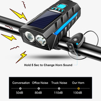 Luz Delantera Solar para Bicicleta, Lámpara de Bicicleta Recargable por USB, Sirena, Alarma de Seguridad, Soporte para Manillar, Equipo de Ciclismo Nocturno para Hombre