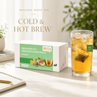 Thé aux herbes naturel au parfum d'osmanthus et de pêche blanche, mélange OEM direct usine pour le soulagement du stress et la tranquillité, en sachets, en boîte