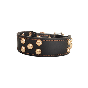 Small Medium Large <strong>Dog</strong> Luxury Premium Leather <strong>Collar</strong> in Brown <strong>Red</strong> Natural Cowhide Personalized Metal Rivets Ribbon Decorations - Product Image 2