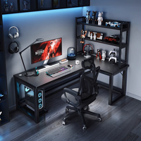 MDF Textured PVC Surface Framed Gaming Desk Storage Shelf L-Shaped Computer Table for Home Gaming Office