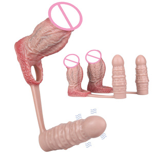 FAAK <b>Remote</b> <b>Control</b> vibrating Butt <b>Plug</b> Anal Dilator with Open-ended Realistic Penis Sleeve Cock Enlarger Sex Toys For Men OEM - Product Image 1