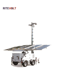 6x100W Monocrystalline Silicon LED Solar <b>Lighting</b> Tower 7-9m Lifting <b>Pole</b>; Mobile Trailer for Garden Road - Product Image 2
