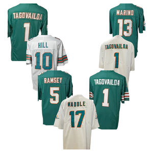 2025年新作 格安 アメリカンフットボール ジャージ マイアミ 1番 トゥア・タゴヴァイロア 10番 タイリーク・ヒル 5番 ジェイレン・ラムジー 13番 ダン・マリノ - Product Image 4