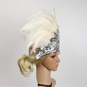 <span class=keywords><strong>Coiffe</strong></span> en plumes fantaisie faite à la main en usine pour Halloween Chapeaux d'église de salutation pour décoration de cheveux de la vie quotidienne pour femmes - Product Image 4