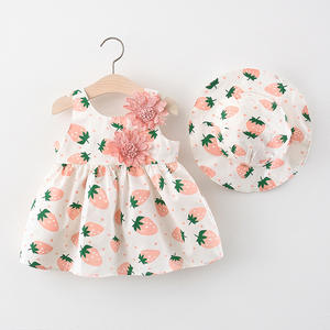Summer Toddler Girl Clothes Set Baby Beach <strong>Dresses</strong> Cute Bow Plaid Sleeveless Cotton Newborn <strong>Princess</strong> <strong>Dress</strong>+Sunhat 2PCS Set - Product Image 4