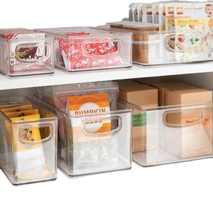 4 Packs Transparent Refrigerator Storage Bin Pet Plastic Fridge Organizer Kitchen Fridge Organizer Set