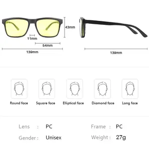 Óculos de bloqueio de luz azul, óculos âmbar personalizado com lente vermelha 100%, lente amarela para jogos