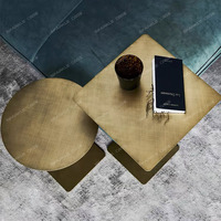 Table d'appoint carrée circulaire réglable de luxe moderne SPARKLELight, table basse en acier inoxydable