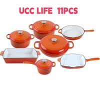 UCC LIFE Ensemble de 11 ustensiles de cuisine coréens en fonte antiadhésive avec casseroles à soupe de poisson et à lait pour cuisinières à induction et à gaz
